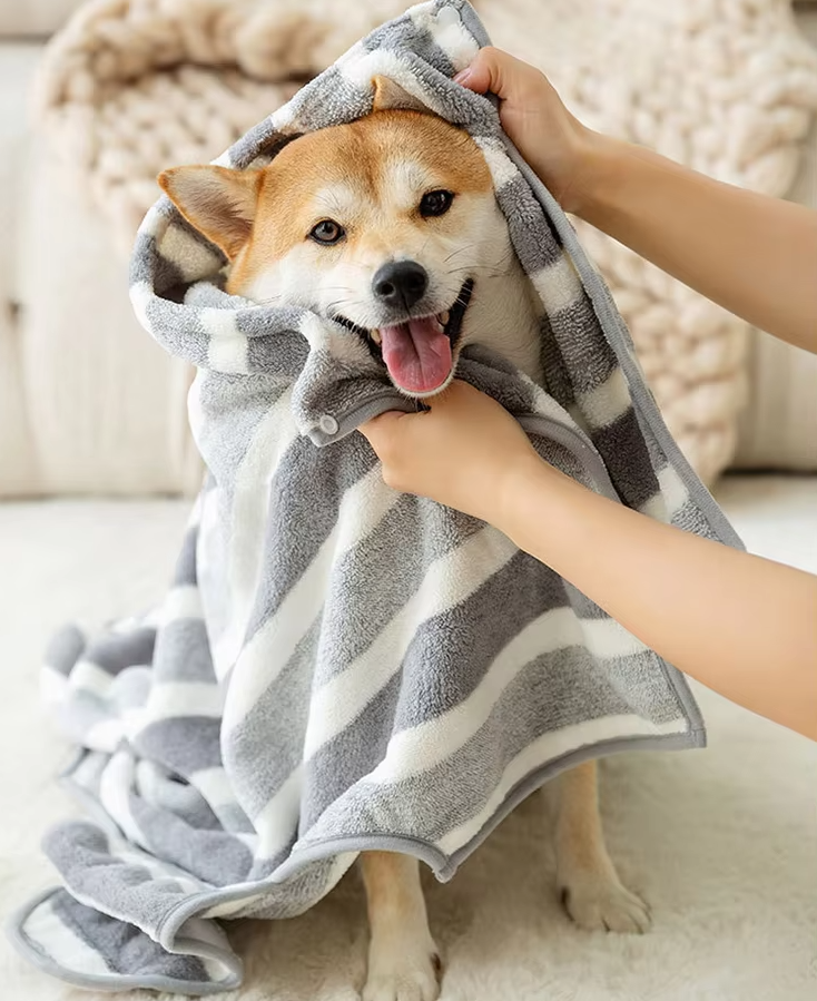 Microfiber Dog Bathrobe – Super Absorbent and Soft for Quick Drying After Bath