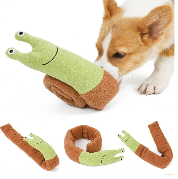 Plush Snail-Shaped Dog Toy with Crinkle Effect and Squeaker