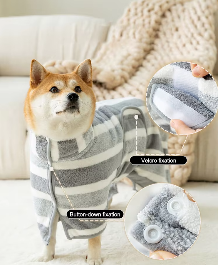 Microfiber Dog Bathrobe – Super Absorbent and Soft for Quick Drying After Bath