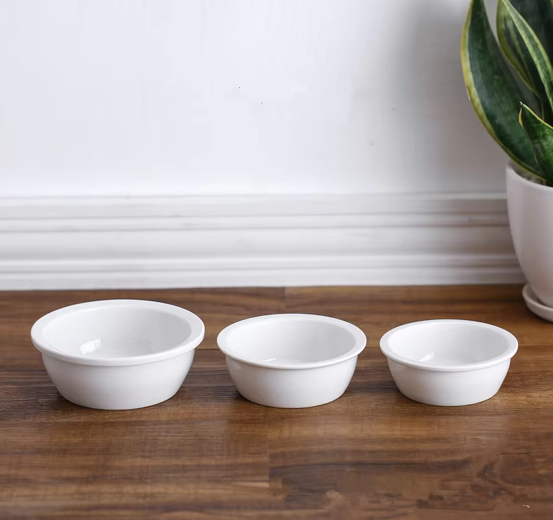 Ceramic Dog and Cat Bowl - Classic White Pet Bowl
