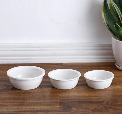 Ceramic Dog and Cat Bowl - Classic White Pet Bowl