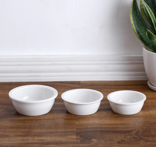 Ceramic Dog and Cat Bowl - Classic White Pet Bowl