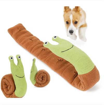 Plush Snail-Shaped Dog Toy with Crinkle Effect and Squeaker
