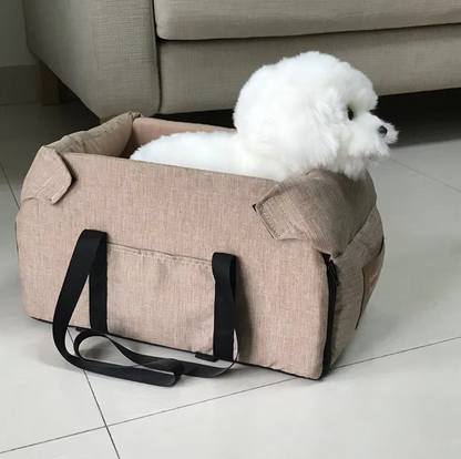 Deluxe Dog Car Seat - Portable Padded Car Seat with Safety Belt