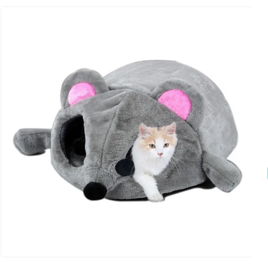 Cozy Sleeping Cape for Cats with Mouse Design - Soft and Comfortable for Your Cat