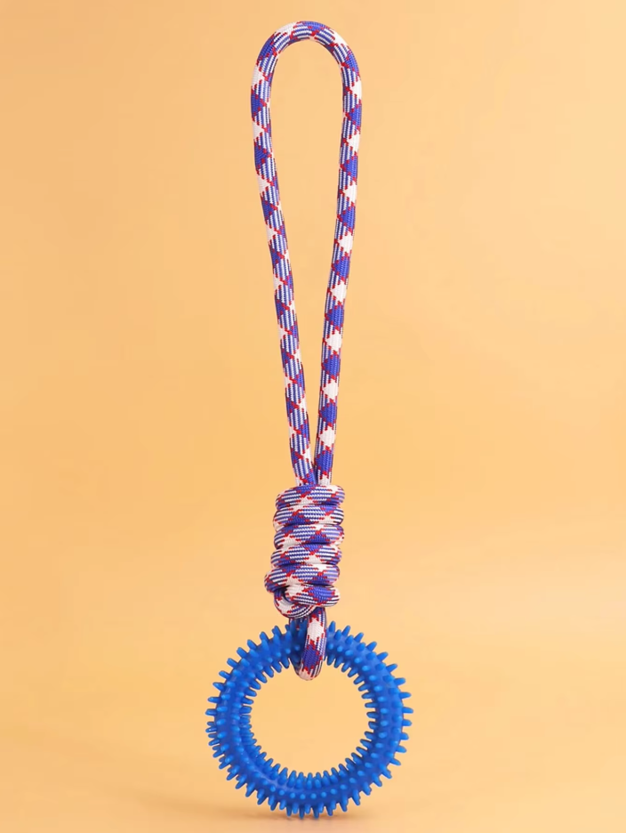 Durable Dog Toy with Teething Ring – Chew and Tug Rope Toy for Interactive Fun