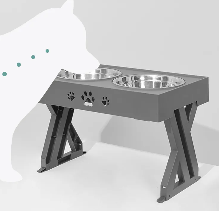Elevated Dog Bowl Stand with Two Stainless Steel Bowls