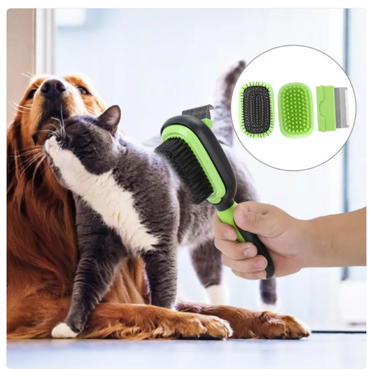 Dog and Cat Brush with Removable Comb - 2-in-1 Brush for Gentle Grooming