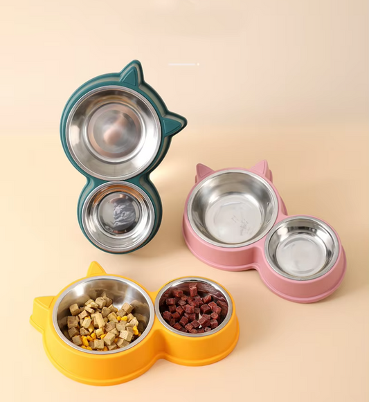Cat Plate Set with Cat Ears and Non-Slip Base