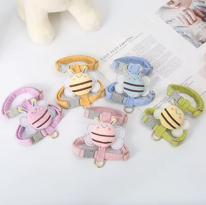 Adorable Dog Harness with Bee Pattern - Adjustable Leash