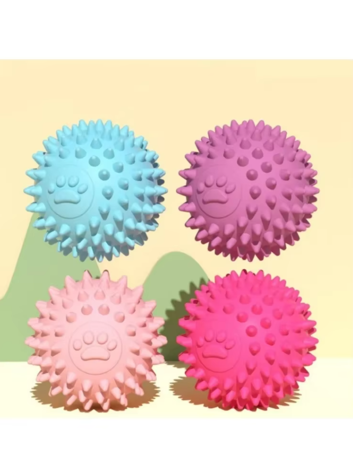 Spiky Ball Dog Toy – Soft Rubber Chew Ball for Dental Hygiene