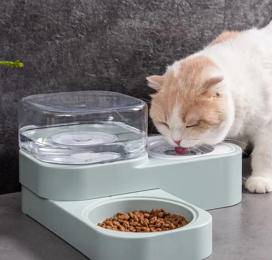 Pet Food and Water Dispenser with Anti-Drop System