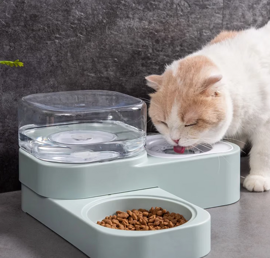 Pet Food and Water Dispenser with Anti-Drop System