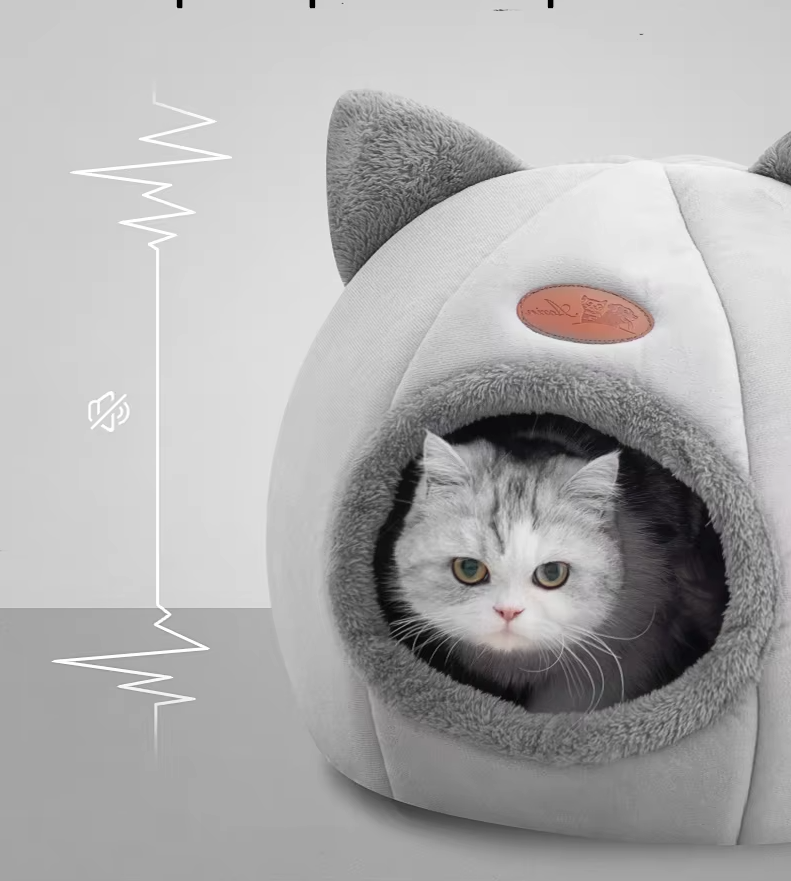 Cozy Cat-Shaped Pet Bed – Heated Cat House with Removable Cushion