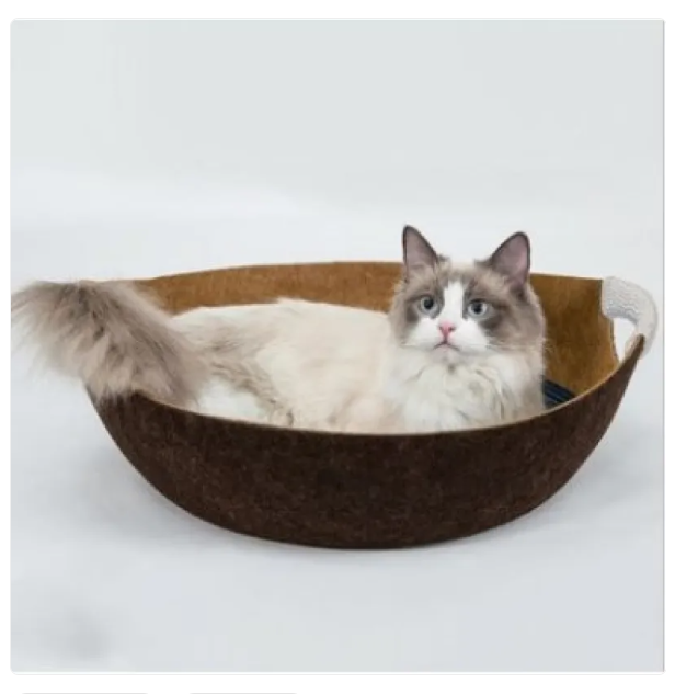 Felt Pet Bed for Cats - Soft and Comfortable Basket with Handles