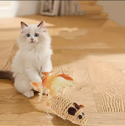 Sisal Cat Toys – Natural Hunting Game with Feathers for Active Cats