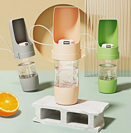 Collapsible Water Bottle for Pets with Food Storage Container