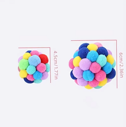 Colorful Pom-Pom Ball for Cats - Soft Interactive Toy for Playful Tigers