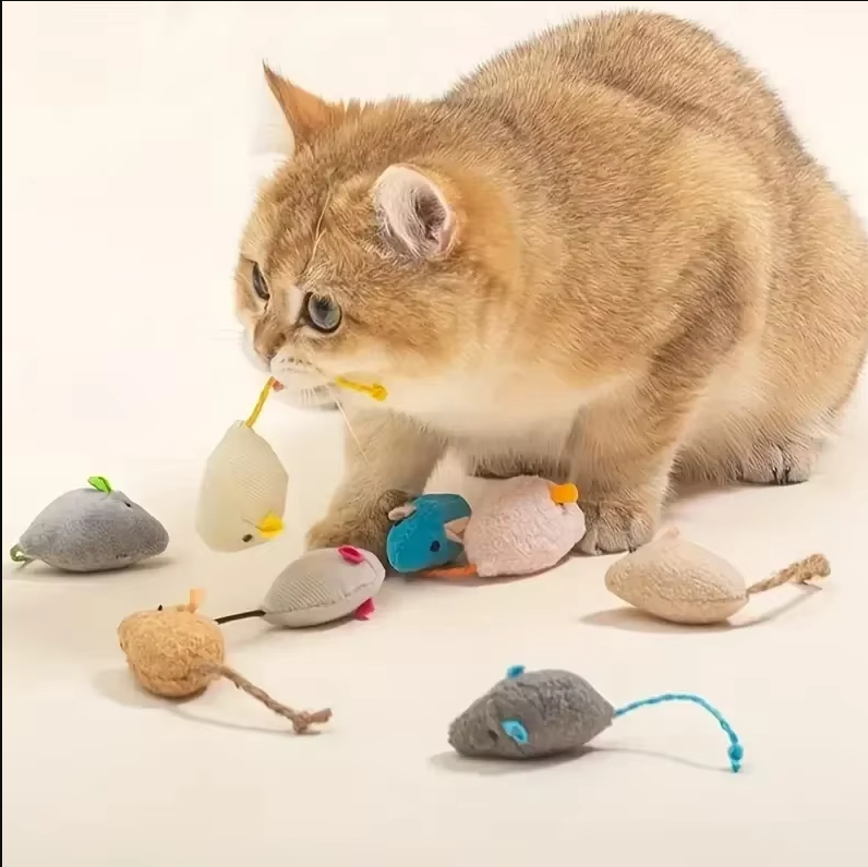 Plush Cat Toys - Set of Soft Prey Mice for Interactive Play