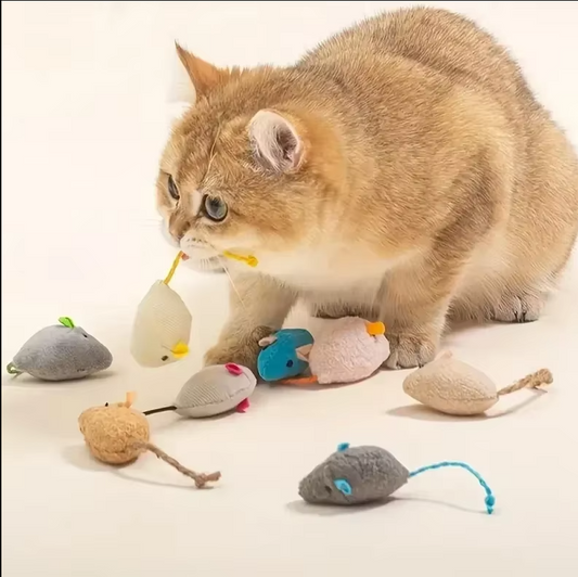 Plush Cat Toys - Set of Soft Prey Mice for Interactive Play