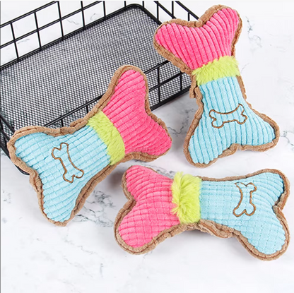 Dog Toy in the Shape of a Squeaker - Durable Chew Cushion in the Shape of a Bone