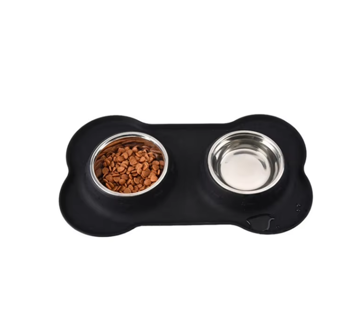 Dog Plate Set with Non-Slip Mat