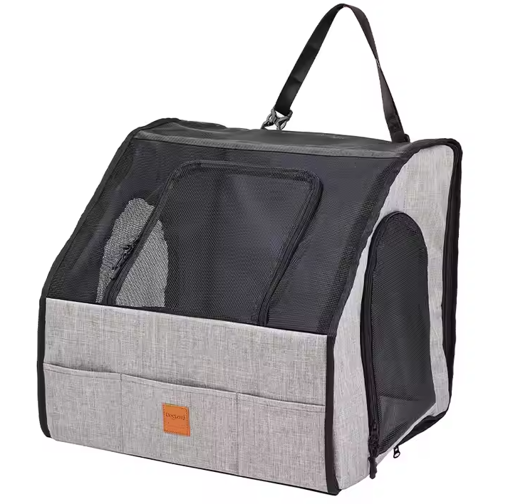 Safe Car Dog Seat – Foldable Pet Carrier with Mesh Windows and Harness System