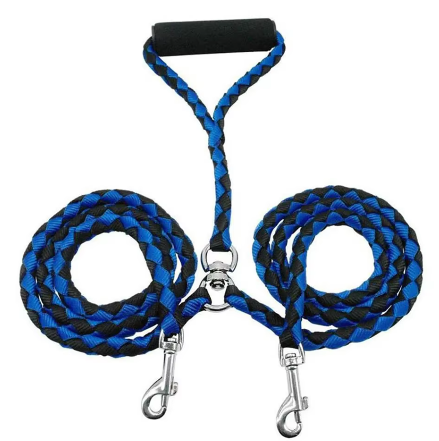 Dog Leash in Nylon – Durable Double Dog Leash Kit with Handle