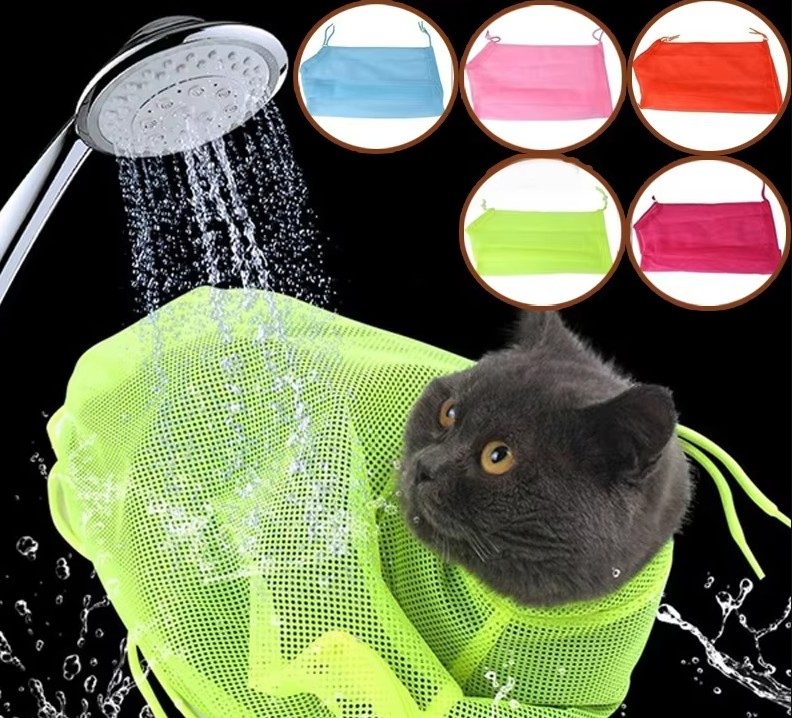 Cat Grooming Bag with Mesh Fabric for Safe Bathing and Nail Care