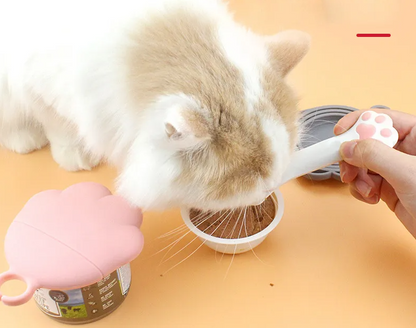 Silicone Food Dispenser for Pets - Flexible Can Opener and Paw-Shaped Spoon