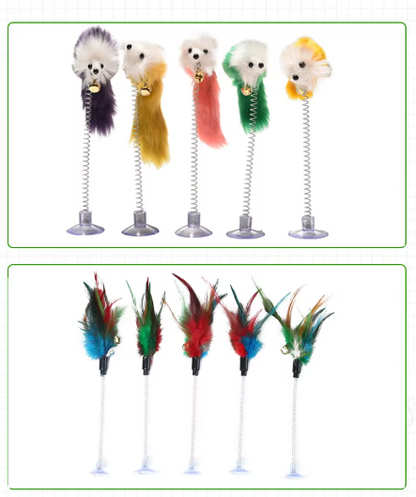 Spring Mouse Toy for Cats - Fun Interactive Wiggle Toy with Suction Bell