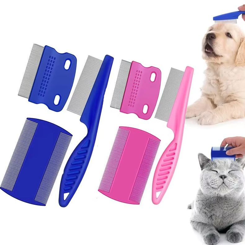 Flea Comb Set for Pets - Fine-Toothed Combs for Cats and Dogs
