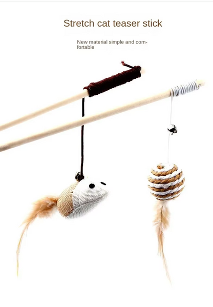 Interactive Cat Toys – Natural Toys with Feathers and Bells