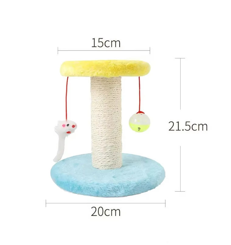 Cat Tree with Toys - Scratching Post with Interactive Ball and Mouse
