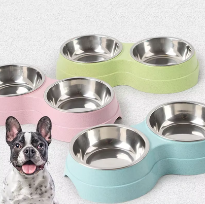 Double Plate Set for Dogs with Non-Slip Base