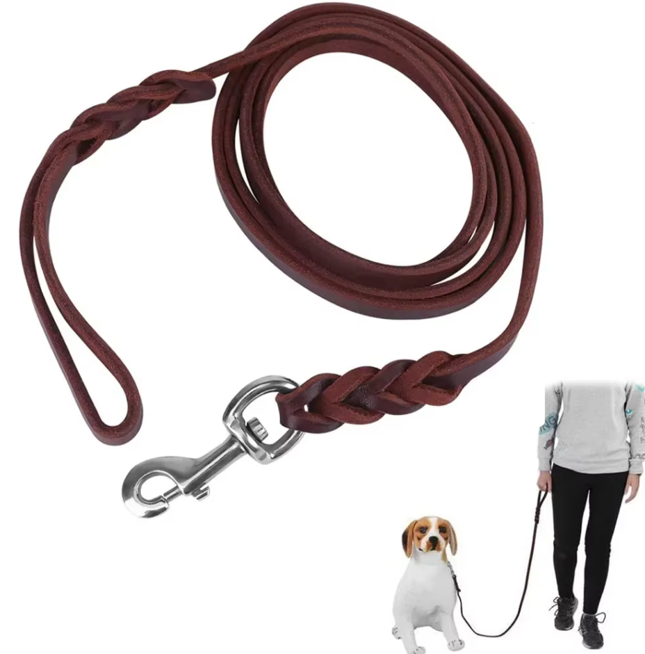 Leather Dog Lead with Gold Clip – Durable and Stylish Dog Accessory