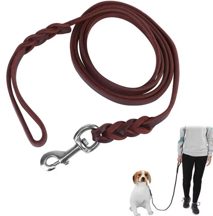Leather Dog Lead with Gold Clip – Durable and Stylish Dog Accessory