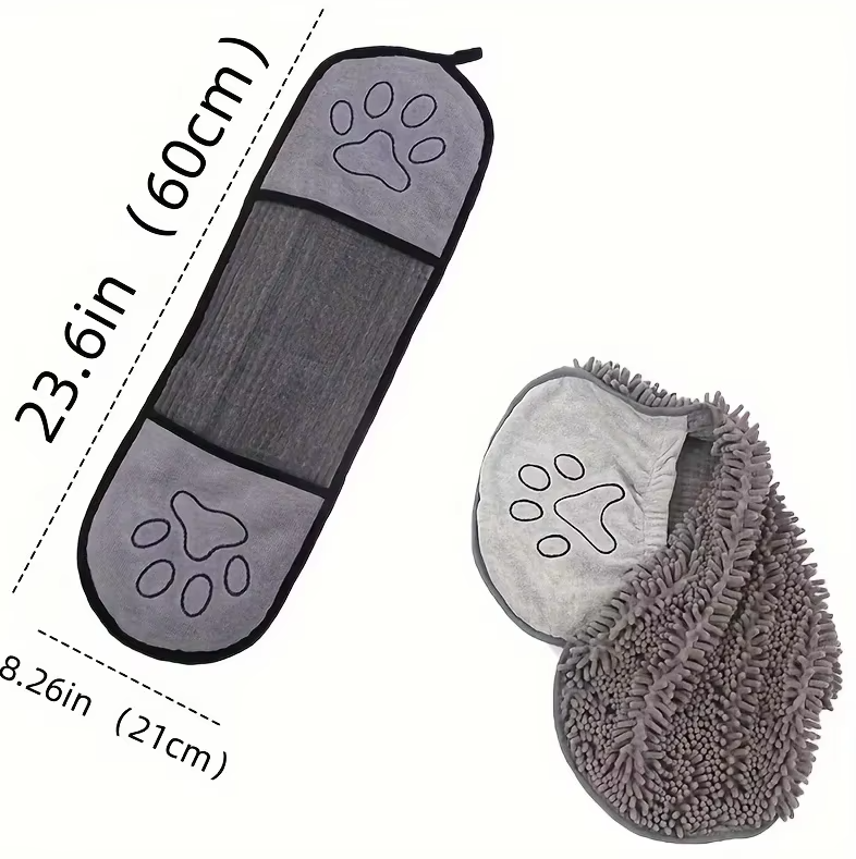 Microfiber Pet Towel with Glove - Super Absorbent and Soft for Dogs and Cats