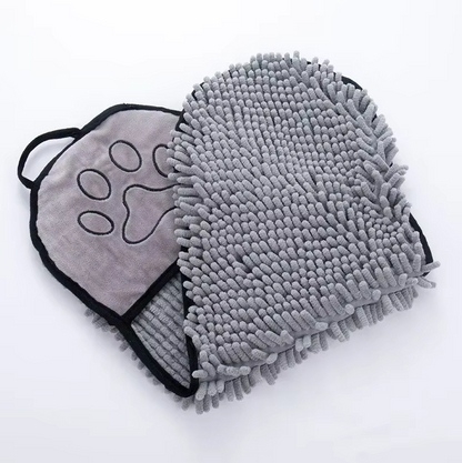 Microfiber Pet Towel with Glove - Super Absorbent and Soft for Dogs and Cats