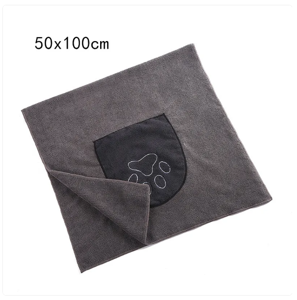 Pet Towel with Paw Print Design for Dogs and Cats - Quick Drying and Super Absorbent