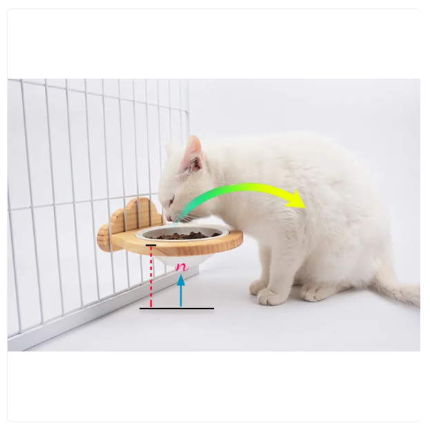 Hanging Bowl for Cats - Wall Mount Support with Cloud-Shaped Wooden Frame