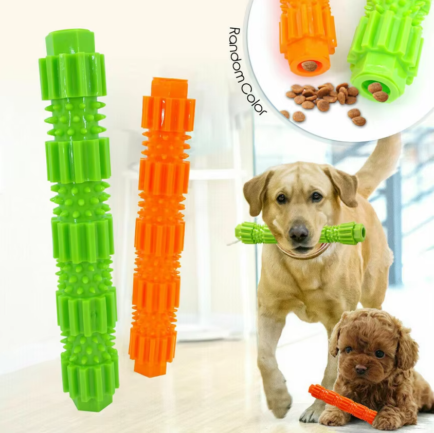 Dog Chew Toy - Durable Teething Stick with Treat Function and Dental Hygiene Effect