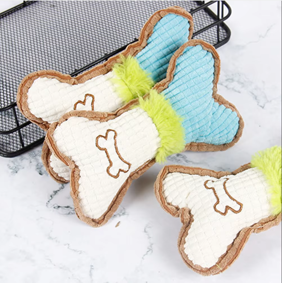 Dog Toy in the Shape of a Squeaker - Durable Chew Cushion in the Shape of a Bone