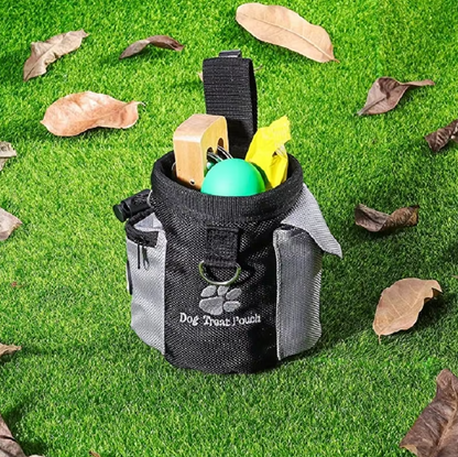 Dog Treat Bag with Poop Bag Dispenser – Practical and Portable Training Bag for Walks