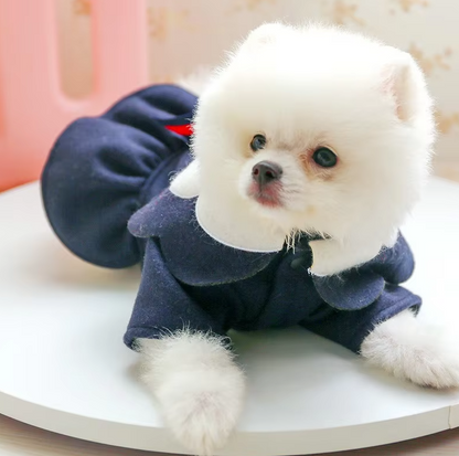 Red Dog Coat with Elegant Collar - Soft and Comfortable for Small Dogs