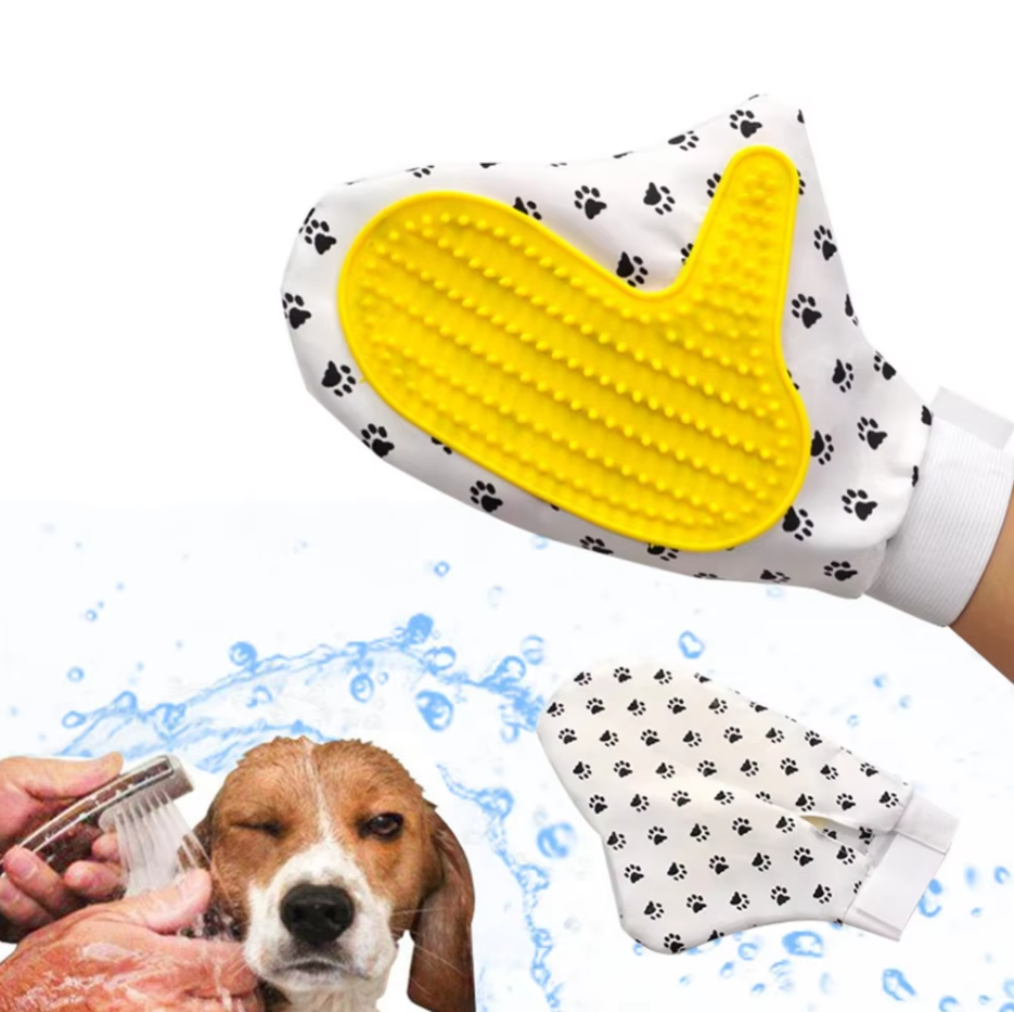 Pet Grooming Glove for Dogs and Cats - Soft Bristle Massage Glove