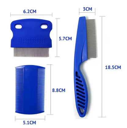 Flea Comb Set for Pets - Fine-Toothed Combs for Cats and Dogs