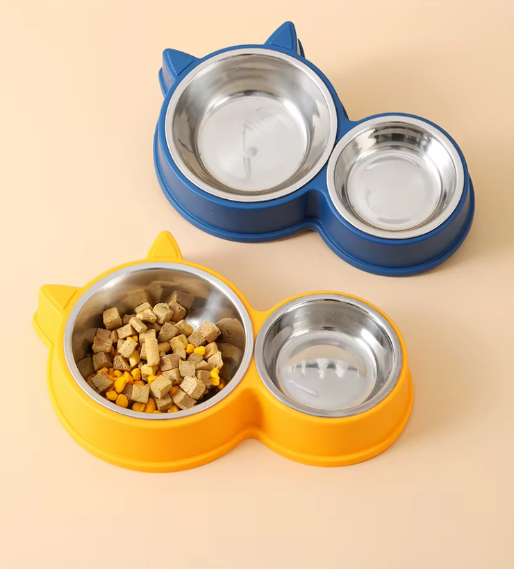 Cat Plate Set with Cat Ears and Non-Slip Base
