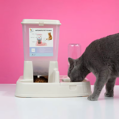 Automatic Food and Water Dispenser for Cats and Dogs - Double Bowl with Large Capacity