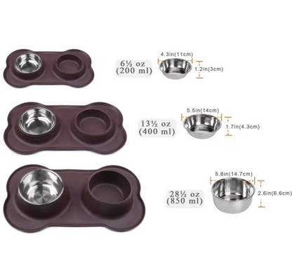 Dog Plate Set with Non-Slip Mat